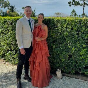 Aje Pandorea Coral Clay Layered Maxi Dress